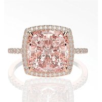 Luxury 100% 925 Sterling Silver Created Morganite Gemstone Wedding Engagement Ring Fine Jewelry Wholesale