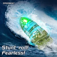 New RC Boats 2.4G 4WD Mini Remote Control Boat with Light Speedboat for Pools Competitive Indoor Watercraft Toys For Kids Gifts