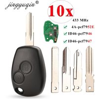 jingyuqin 10x 2BTNRemote Car Key For Renault Duster Modus Clio 3 DACIA Logan Sandero 433Mhz PCF7947 PCF7946 pcf7952E Chip