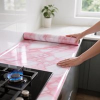 Glossy Pink Marble Contact Paper Self-Adhesive Removable Kitchen CountertopGranite Wallpaper Waterproof Oil Proof Sticker