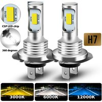 2Pcs H7 H1 H8 H9 H11 9005 9006 LED Bulbs HB3 HB4 CSP LED Super Bright Headlight DRL Lamp 6000K White 3000K Yellow 12000K Blue