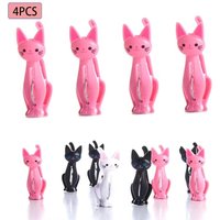 4Pcs Cute Cats Plastic Clothes Pegs Clothespins Cartoon Beach Towel Clips Bed Sheet Socks Windproof Laundry Pins