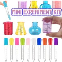 2/8-Piece Mini Colorful Experiment Set, Color Learning Tools, Including Small Color Mixing Beakers/Measuring Cups, Plastic Pipettes, High-Quality Texture, Rounded and Cute Compact Design, Fun