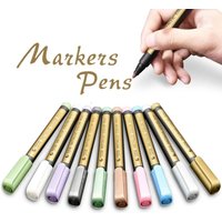 10 Colors Metallic Marker Kawaii Waterproof Stationery Paint Pen Permanent DIY Manga Drawing Craft Pens Painting