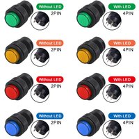 4/8/16PCS Reset Self-Locking Switch R16-503AD/BD Push Button Switch Round 4Pin 2Pin 16MM Switch with Light LED 3V