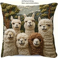 Cute Alpaca 2D Flat-Printed Non-Real Embroidery Pillowcase for Cozy Decor Sofa cushion cover, home decoration, 2D printing