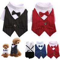 Pet Clothes Dog Shirt Dog Tuxedo Bow Tie Shirt for Boy Dog Wedding Party Bulldog Pug Puppy Costume Pet Teddy Summer Thin Outfits