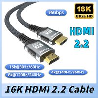 16K HDMI 2.2 Cable HDMI-Compatible Cable 16K@30Hz/60Hz 8K@120Hz 4K@240Hz HDR HDCP 96Gbps For HDTV Laptop Xbox PS5 Switch