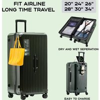 2024 New Large Capacity Cup Holder Luggage Suitcase USB Charging Women Girl Carry-On Boarding Luggage Travel 20/24/26/28 inch image 4
