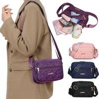 New Fashion Embroidery Women Nylon Square Handbags Lady's Shoulder Cross Body Female Casual Women's Zipper Handbag