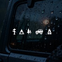 Camping Icons Outdoor Campfire Hiking Die Cut Vinyl Decal Sticker For Car Truck Motorcycle Window Bumper Wall Home Office Decor