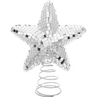 Silver Tree Topper 15Cm Mini Glitter Xmas Tree Top Decoration Holiday Ornament Disco Ornament Xmas Star Top