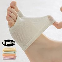 5pairs Women's Boat Socks Breathable Comfortable Thin Split Toe Sock Solid Color Soft High Quality Ultra-Thin Casual Sox Elastic