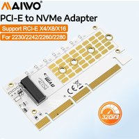 MAIWO M.2 NVME to PCIE X16 Adapter 2280/60/42/30 NVMe SSD to PCIe 4.0 3.0 GEN4 64Gbps Expansion Card for Desktop Motherboard PC