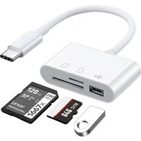 3 In 1 Adapter Type-C, Tf, Cf, Sd, Memory Card Reader, Recorder, Compact Flash Usb-C,easy to plug and remove