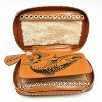 Fly Fishing Sequin Bait Lure Fishhook Storage Bag,Fly Dryer Flies Felt Cowhide Wallet,Fishermen Hook Wallet