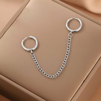 Simple Neutral Style Golden Silver Tassel Chain Earrings For Women Fashion Buckle Ears Jewelry Girl Gifts Party Casual Accessory