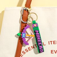 Pixel Bow Shaped 3D PVC Keychain Jewelry Backpack Bag Accessories Game Style Pendant Car Key Ring Collection Gift