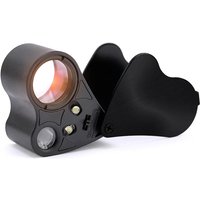 30X 60X Illuminated Jewelers Eye Loupe Magnifier, Foldable Jewelry Magnifier with Bright LED Light for Gems, Jewelry, Coins
