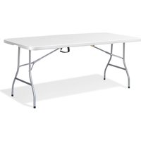 Portable 6-Foot Folding Table with White Top, 180x70x74cm - Durable Metal, Waterproof, Easy Assembly, Perfect for Outdoor Events