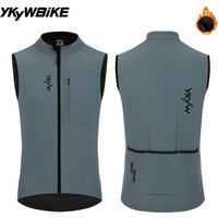 YKYWBIKE Herren Radsport Gel-Isolierte Thermofleece Fahrrad-Windjacke Ärmellose Fahrradweste Winddicht Wasserdicht für Radfahren