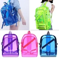 Fashionable Waterproof PVC Transparent Backpack Clear Plastic Mini School Bag Teenage Girls Multi-Color Daily Notebook Carrier