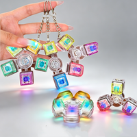 LED Light-Up Keyboard Fidget Spinner Keychain Clickable Button Stress Relief Portable Pocket Anti-Anxiety Adult Office Desk