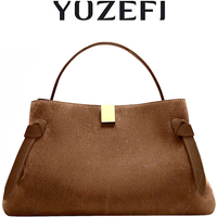 YUZEFI Trendy Retro Autumn Winter Suede Multifunctional Women's Handbag for Daily Commuting Large Capacity Bag