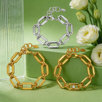 11.6mm Chunky Stainless Steel Chain Geometric Bracelet Fashion 18K Gold Plated Handmade Bracelets Summer Trendy Wrist Jewelry