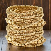 7-piece/12 piece retro Bohemian classic CCB round bead square women's fashionable multi-layer bead elastic bracelet set