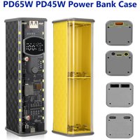 PD65W PD45W Transparent Power Bank Case 8 Cell 18650 DIY Power Bank Case Kit Fast Charging Battery Holder Case with LED Light