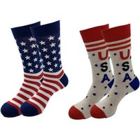 2 Pairs of American Flag Style Personality Stripes Star Letters USA Men's Jacquard Stockings