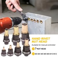 7Pcs M3-M12 Carbon Steel Rivet Nut Tool Kit - Manual Wrench & Drill Compatible for Auto Repair Shelving Blind Rivet Installation image 3