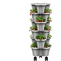 25x10cm 6-Tier Vertical Garden Tower With Wheels Space Saving Raised Bed Planter For Vegetables Indoor Outdoor Yard Patio Use