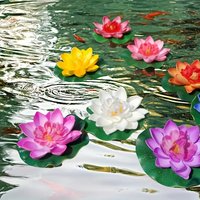 6PCS/8PCS Lotus Artificial Flower Floating Fake Plant Lifelike Water Lily Micro Landscape for Pond BHL1447-FRO
