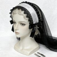 Soft Girl Headpiece Lolita dark night church cross shawl headscarf gothic style hairband headpiece