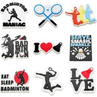 9Pcs Sports Shoe Charms For Croc Clog Sandals Decoration, Badminton Shoe Decoration Charms for Birthday Party Favors Gifts