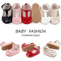 Meckior 2024 New Baby Girls Shoes Princess Choreography Cute Bow PU Anti-slip Soft Rubber Bottom First Walker Toddler Crib Shoes