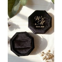 Personlized Wedding Velvet Ring Box Engagement Triple Slot Octagon Ring Box Modern Wedding Decoration 1/2/3 Slots Ring Box
