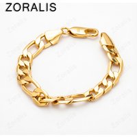 10mm 18K Gold Solid Bracelet Chain For Women Men Silver Color Jewelry Fashion Beautiful Hot Figaro Chain Wedding