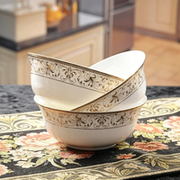 3pcs, 6 inch, gold butterfly banding, bone china serving bowls, porcelain japanese soup bowl for dinner serving, cooking tool