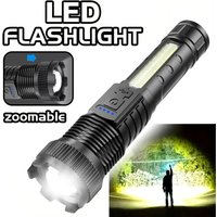 Super Bright LED Flashlight USB Rechargeable Torch with Built-in Battery Outdoor Waterproof Emergency Fishing Powerful Lantern