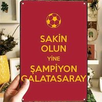 Galatasaray Team Vintage Iron Wall Art Sign - Red & Yellow Soccer Decor with Turkish Victory Text, Inch Rustic Metal Plaque fo