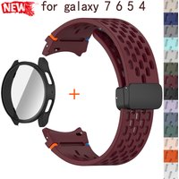 Case+Strap for Samsung Galaxy Watch 7 6 5 4 40/44mm Silicone Magnetic Band Tempered Glass Screen Film PC Protector Cover Bumper