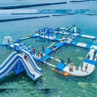 Outdoor Floating Giant Commercial Inflatable Water Park Equipment for Adults 15x30m 500kg Capacity TUVCE Certified