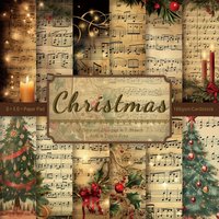 Vintage Christmas Sheet Music Scrapbook Paper Set,12sheets Xmas Decorative Decoupage Paper for DIY Crafts,Gift Wrap,Scrapbooking