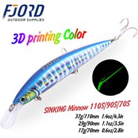 FJORD Luminous 37g 29g 17g Hardcore Sinking Minnow Fishing Lure Treble Hook Hard Baits Jerkbait Sea Long Casting Fishing Items