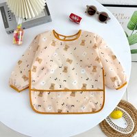 New Baby Bibs Cute Colorful Cartoon Waterproof Bib Infant Eating Children Drawing Long Sleeve Apron Self Feeding Baby 0-3 Years