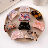 Elegant Cartoon Cat Grab Clip Big Animal Metal Tooth Acetate Hairpin Hair Accessories Claw Clip