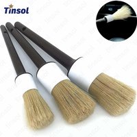 TINSOL 3pcs Car Cleaning Brushes Boar Hair Bristle Detailing Brushes for Exterior Interior Dashboard Vehicle Care Cleaning Tools